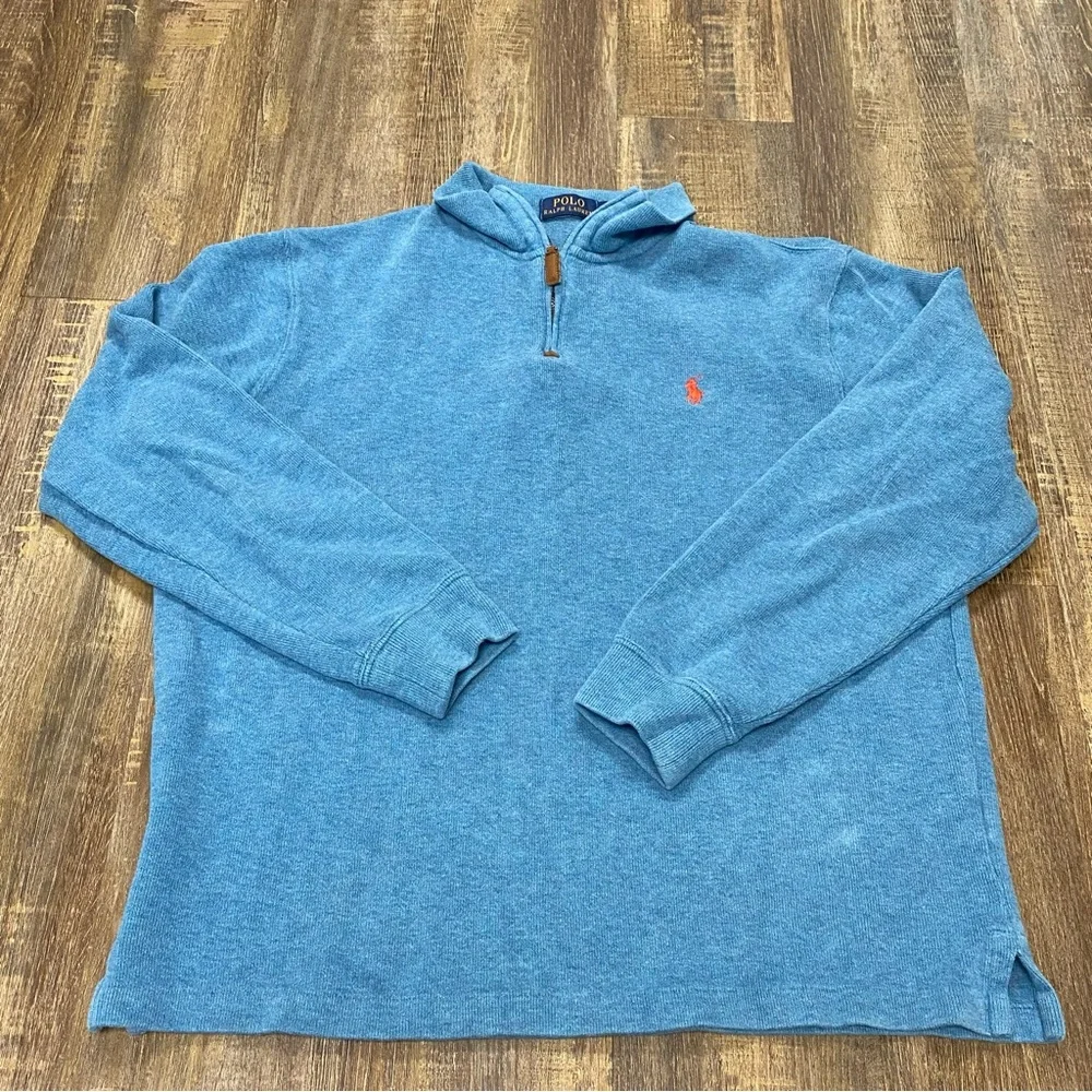 Polo Ralph Lauren Heather Blue‎ Knit Top 1/4” Zip Cotton Preppy Size Medium